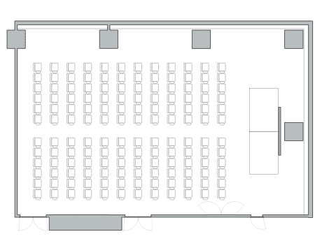 シアター形式(AB STUDIO連結:144名)のレイアウト